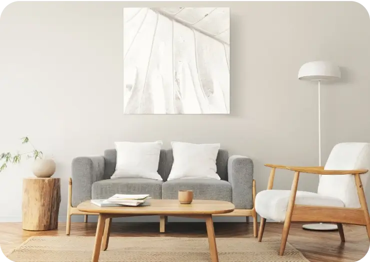 Modern interior space with freshly painted walls.